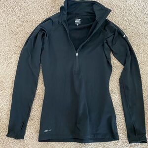 Nike Women's Black Long Sleeve Zip Tee